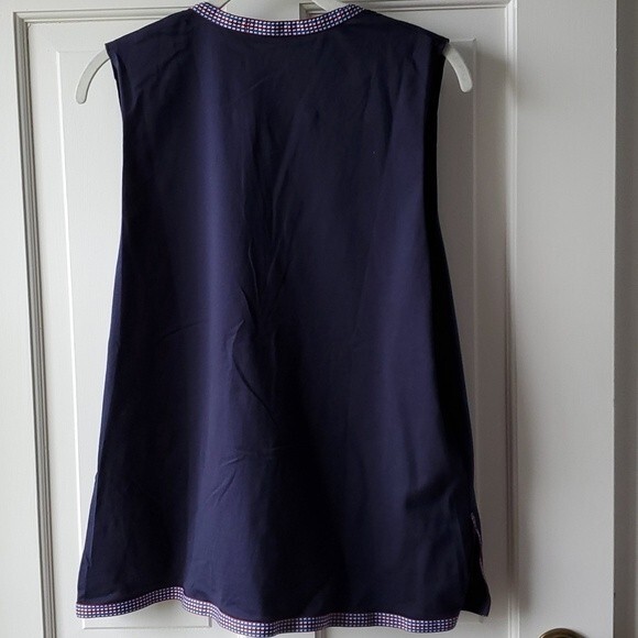 J. CREW BLUE EMBROIDERED TRIM TASSEL SLEEVELESS TOP LARGE - Picture 9 of 12